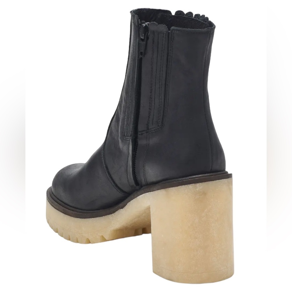 Free People James Leather Chunky Block Heel Chelsea Boots Black Size 10 - Picture 4 of 7
